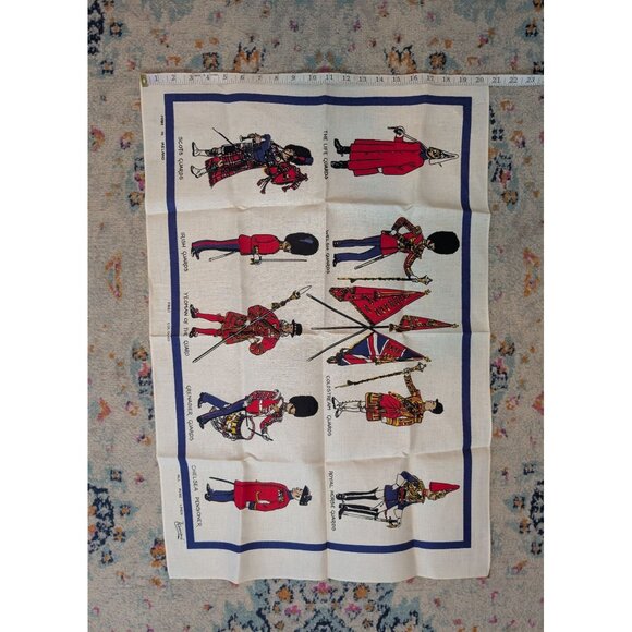 Vintage Mid Century Lamont Irish‎ Linen Souvenir Tea Towel - Royal Guards - Picture 6 of 7